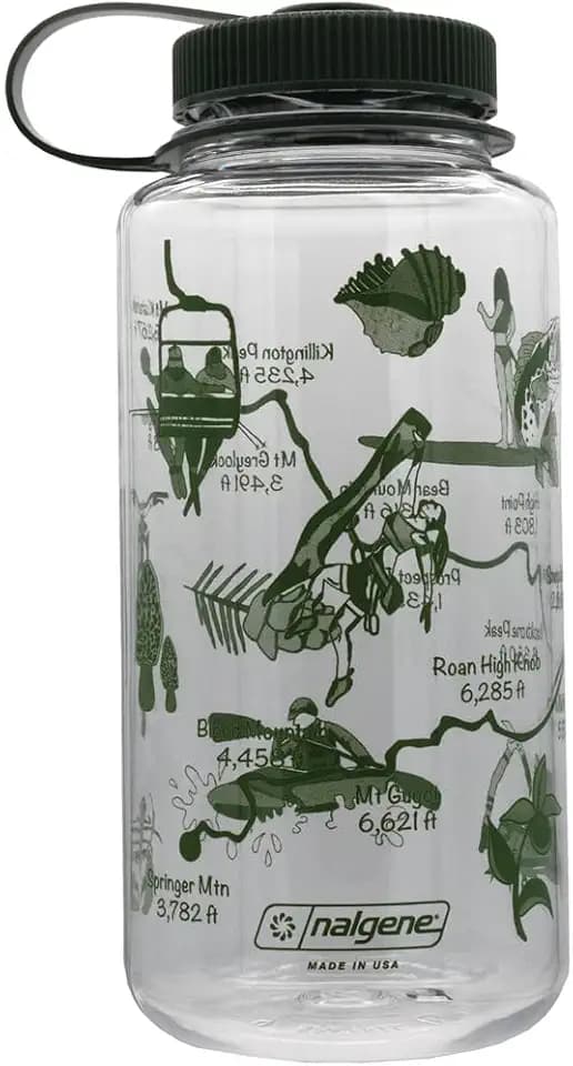 Nalgene 32 oz Wide Mouth Water Bottle | BPA-Free, Durable & Leak Proof- Geographical Bottle Design, East Coast Clear