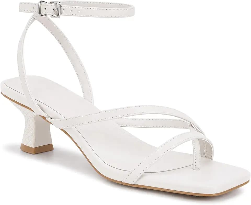 Juliet Holy Womens Strappy Sandals Kitten Heel Open Toe Slingback Ankle Strap Wedding Party Summer Heeled Sandals