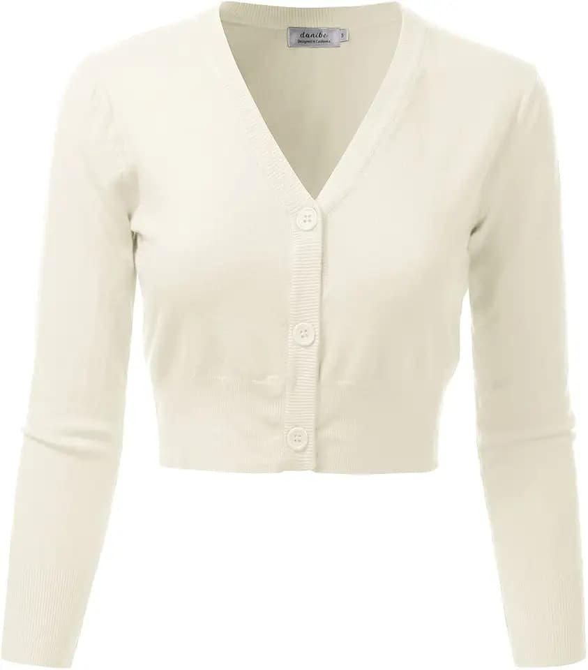 Women's 3/4 Sleeve Soft Open Front Cropped Sweater Cardigan (S-XXL)