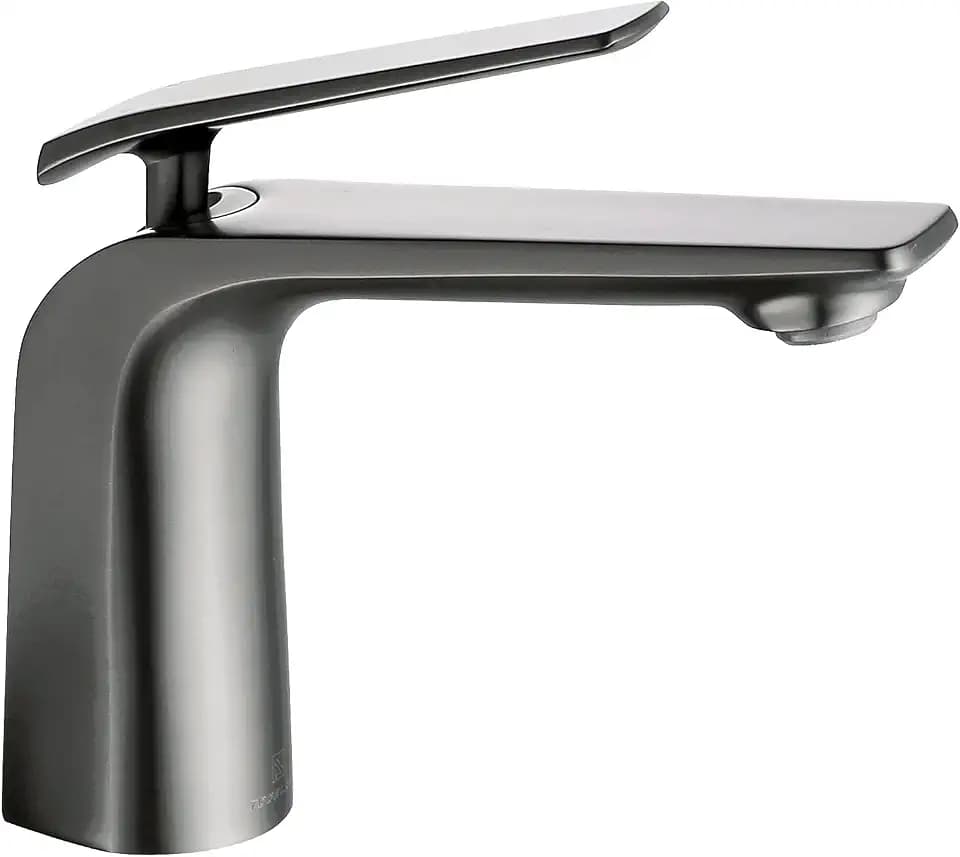 TOCALOCA Bathroom Basin Faucet One Hole Single Handle Brass Faucet Gun Grey