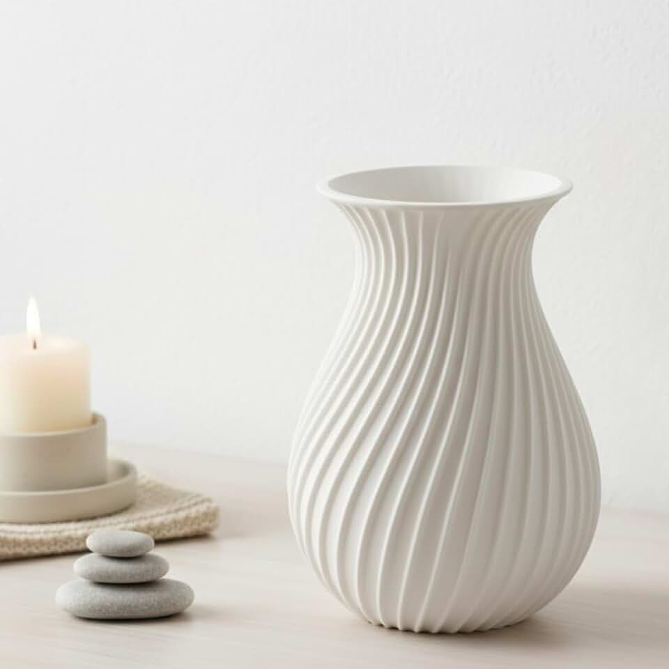 LYSA Blumenvase 18cm Weiß – Tulpenvase 3D-Druck modern