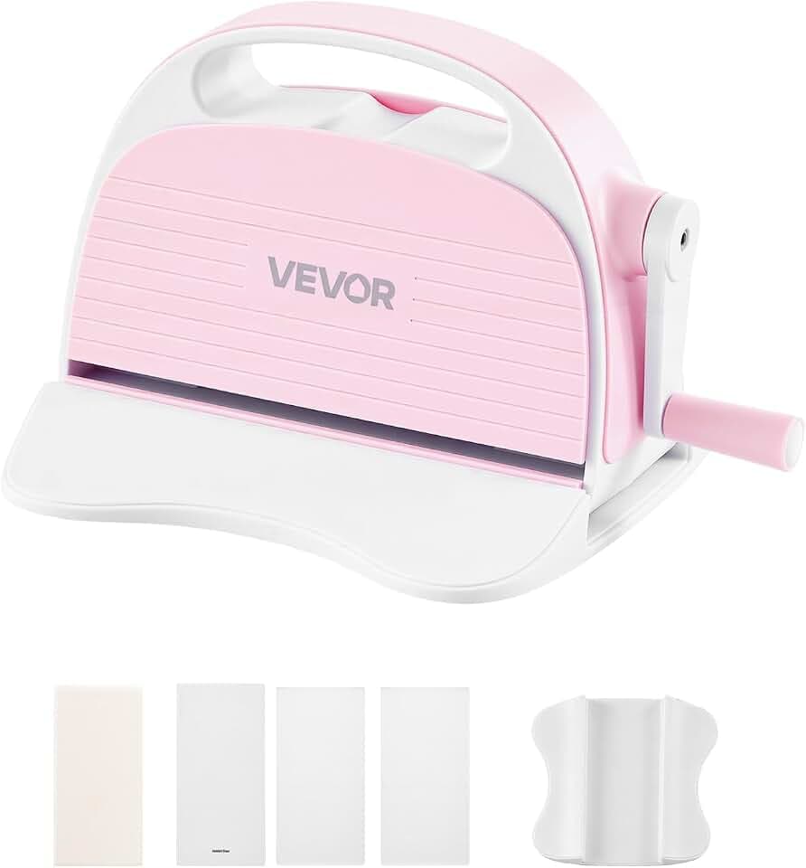 VEVOR Manuelle Stanz- & Prägemaschine, 76 mm Schnittbreite, Tragbare Embossing Machine mit Stanzplatten, Ergonomischer Griff, für Kunsthandwerk, Scrapbooking, Kartenherstellung & Bastelarbeiten