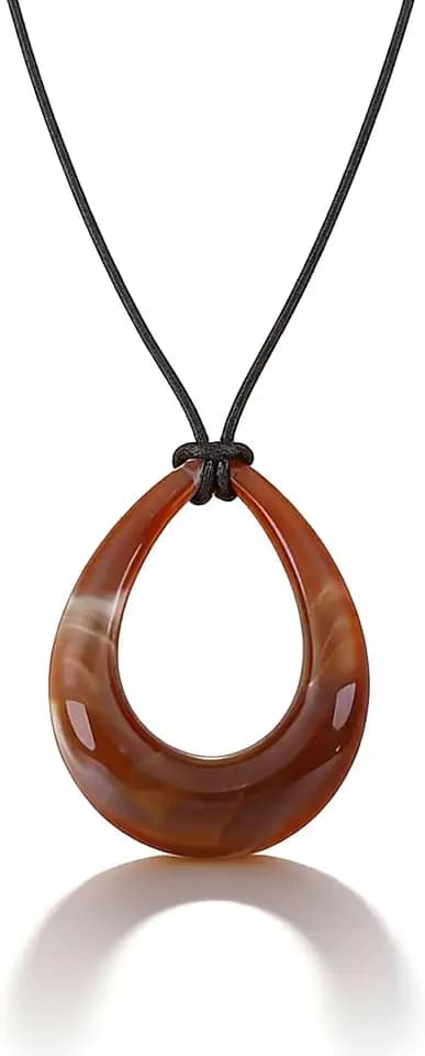 Gold Pendant Necklace for Women Adjustable Black Cord Organic Oval Charm Boho Statement Jewelry Gifts