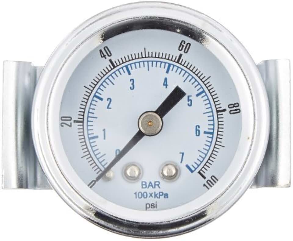 PIC Gauges 103D-158E U-Clamp Panel Mount Dry Pressure Gauge w/ Chrome Plated Steel Case, Brass Internals, Chrome Bezel, Plastic Lens, 1.5" Dial, 0/100 psi Range, 1/8" Male NPT