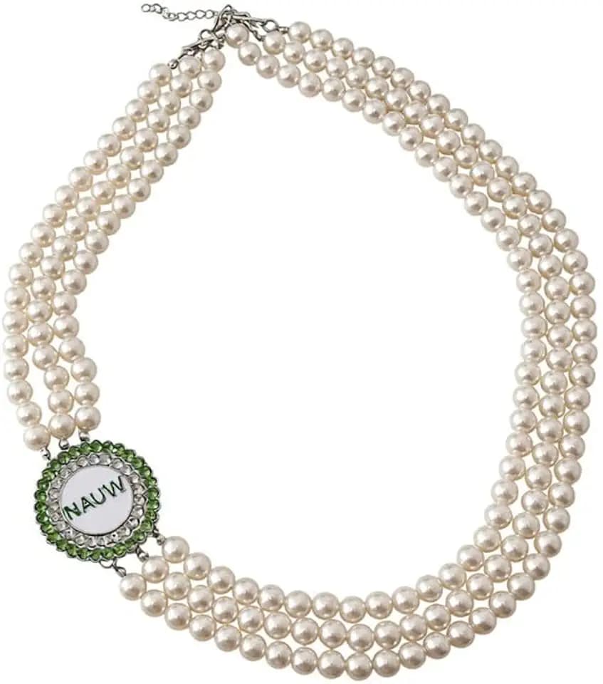 Sorority Jewelry Women Gift Multi Layers Imitation Pearl Strand Society Organization Letter NAUW Necklace Choker