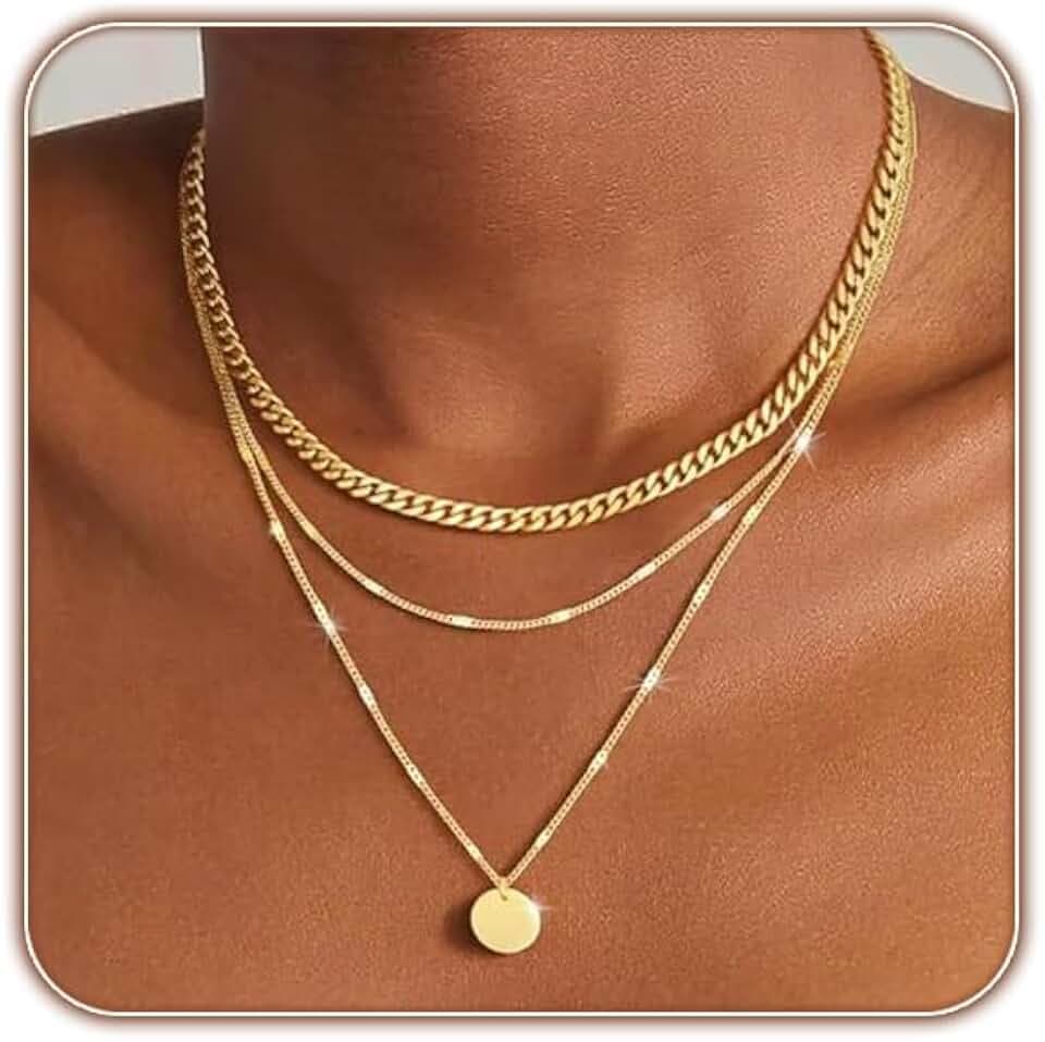 Layered Gold Necklaces for Women, Dainty Multi-Layer Necklace, Adjustable Fashion Jewelry for Everyday Wear, Trendy Necklace Gift