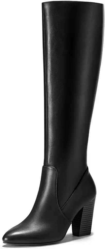 FITORY Knee High Boots Women, Fold Over Pointed Toe Fashion Tall Shoes