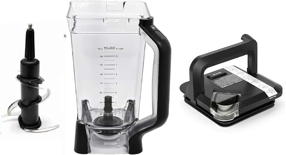 Replacement parts Compatible with Ninja Blenders NJ600 NJ602 BL610 BL700 (Pitcher + Lid + Blade)