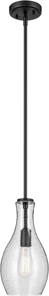 Kichler Everly Bell Pendant Light, Seeded Glass, Black