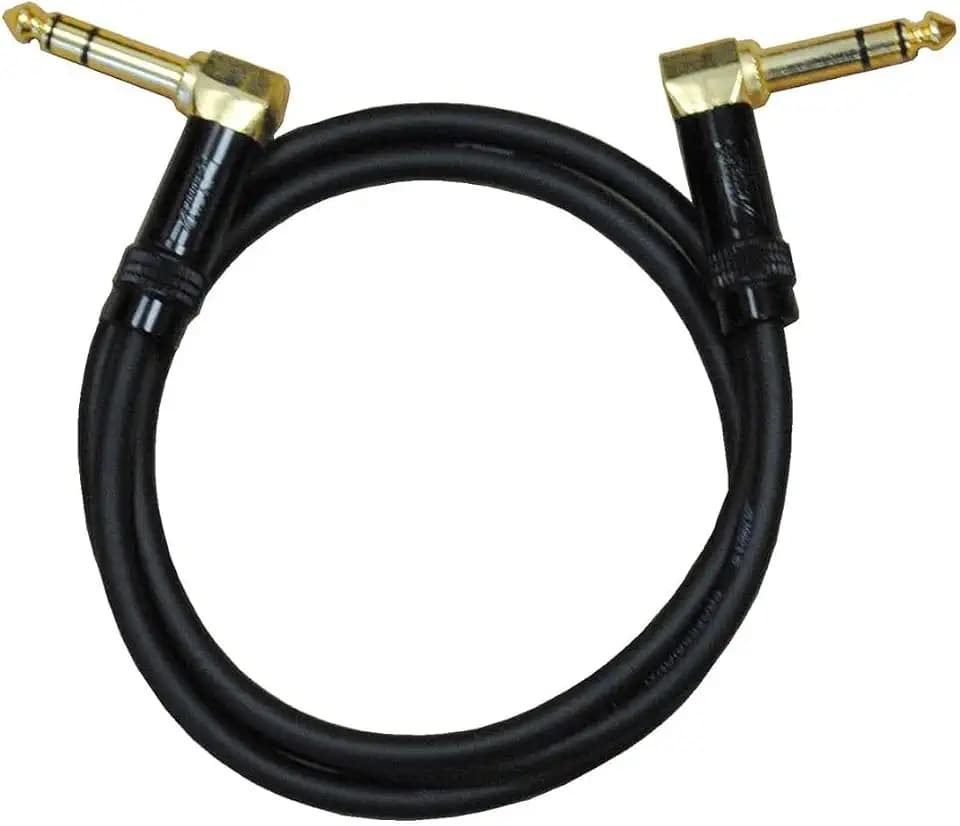 Audio2000'S E25103 3-Feet Gold-Plated 1/4-Inch TRS Right-Angle to Gold-Plated 1/4-Inch TRS Right-Angle Recording/Stage/Patch/Audio Cable (One 3-Feet Cable)