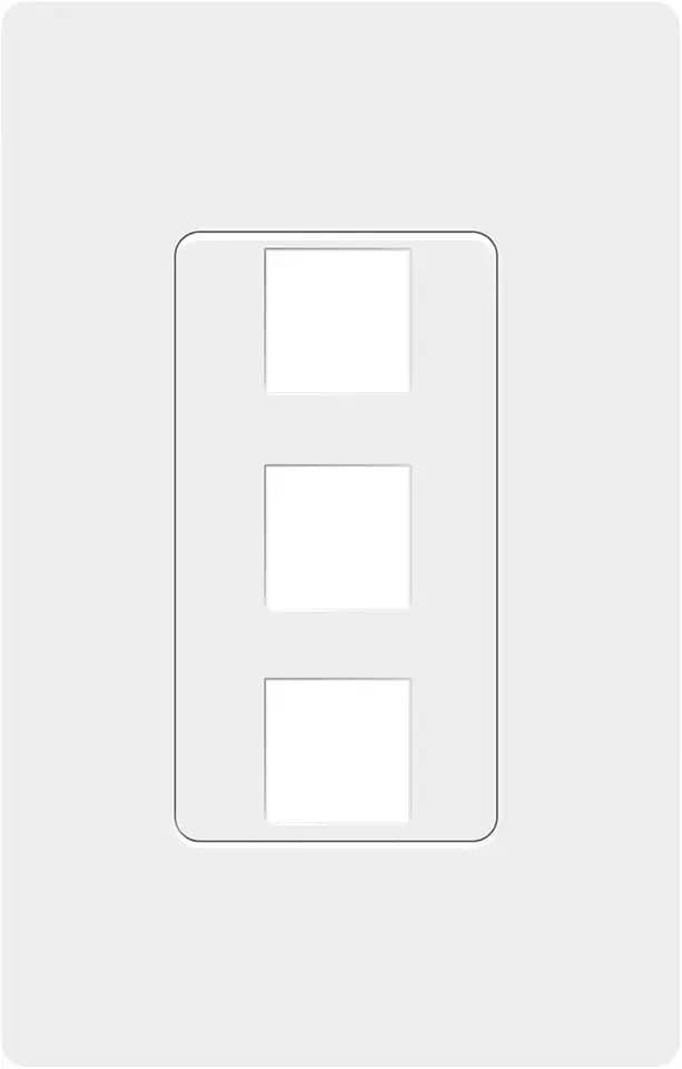 TOPGREENER 3 Port RJ45 Keystone Screwless Wall Plate, Cat5 Cat6 Jack Module Compatible, 1-Gang, Polycarbonate Thermoplastic, Glossy, White SI8873