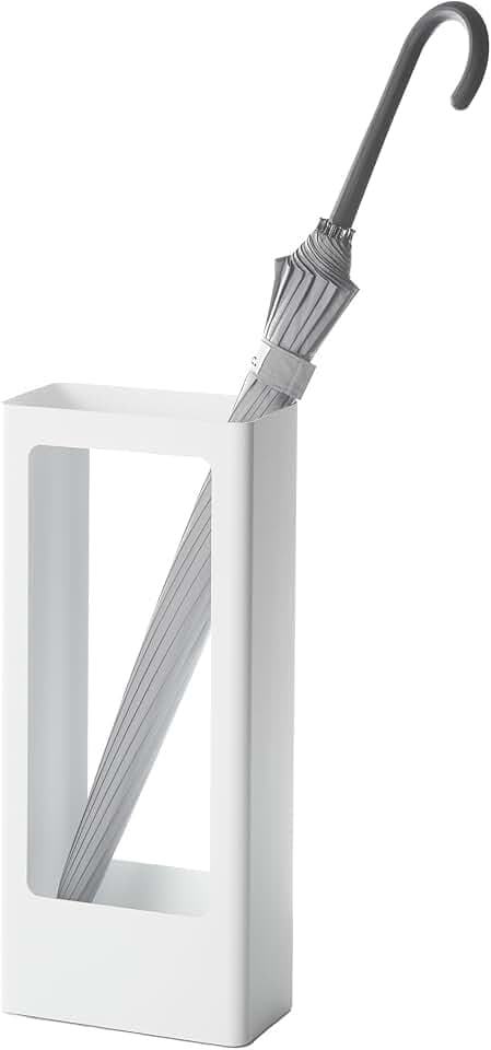 YAMAZAKI 4928 Tower Schirmständer, weiß, Stahl/Silikon, minimalistisch, 22 x 12 x 50 cm