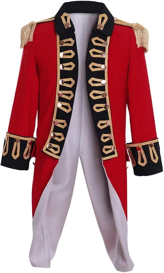 18th Century Military Jacket Red Coat British Officer Costume Tailcoat Uniform Revolutionary War Costume Men