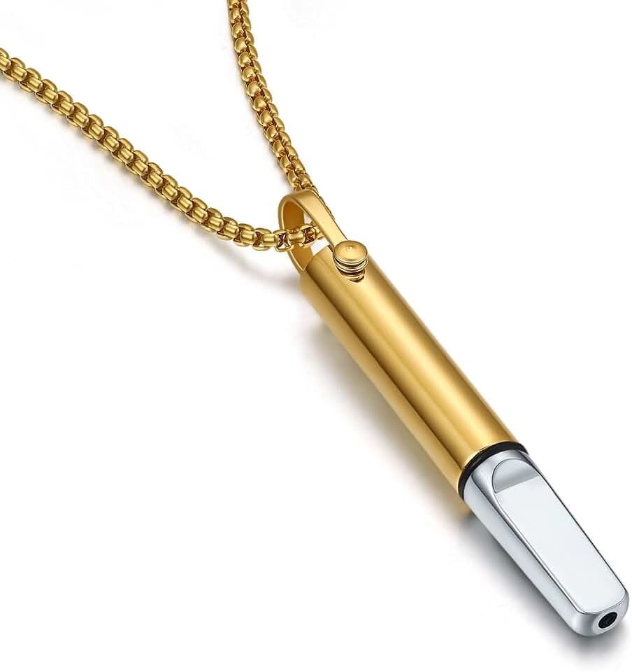 Mindful Breathing Necklace, Stainless Steel Smokeless Inhaler with Filters
