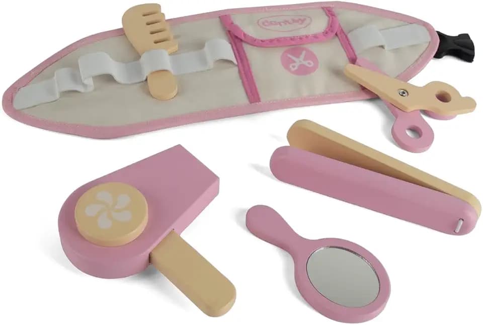 Dantoy - Friseursalon-Set aus Holz für Kinder - Rollenspiel - Holzspielzeug - mit Zubehör - 3+ Jahre