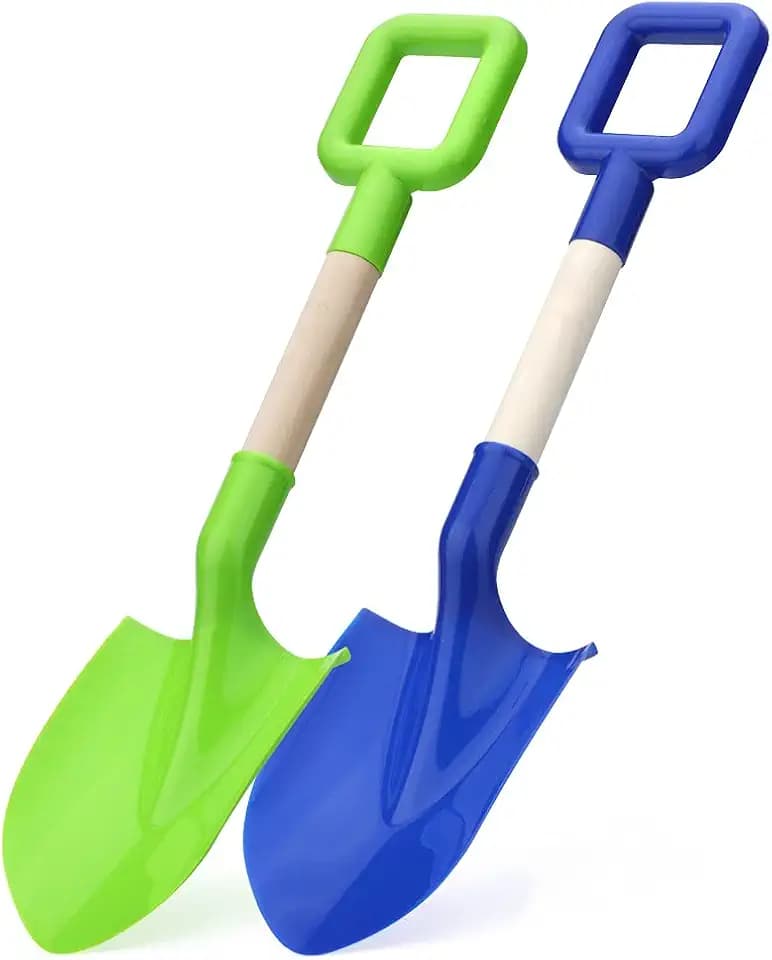 Kinder Strand Sand Schaufeln, 40cm/16inch Kind Strand Schaufeln Spaten Löffel mit dauerhaftem Holzgriff, ABS Garten Werkzeug Set für Sand Hinterhof Sommer Sandbox 2PCS
