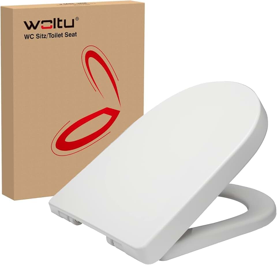 WOLTU Toilettendeckel WC Deckel Sitz Absenkautomatik, Kunststoff, Fast Fix/Schnellbefestigung, Softclose Scharnier D-Form