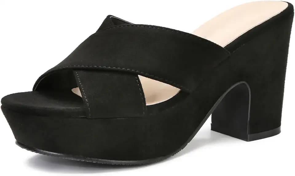 Women's Platform Sandals Open Toe Slip On Wedge Mules