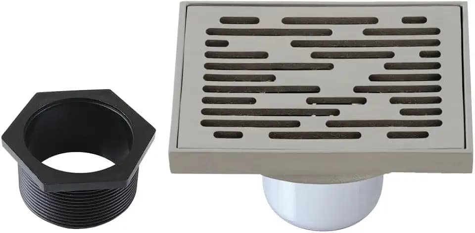 Kingston BSF6310BN 4" Brass Square Grid Shower Drain, Brushed Nickel