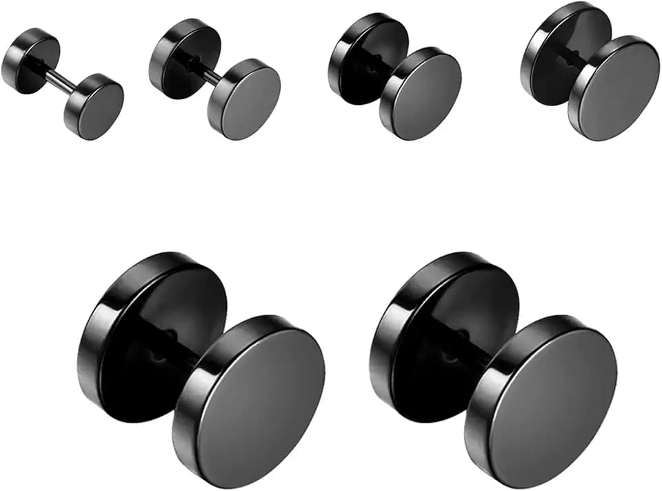 4 Pairs Unisex 6-12MM Stainless Steel Stud Earrings Set,Cupimatch Ear Piercing Plugs Faux Gauges Illusion Tunnel Screw Earrings for Mothers Day, White