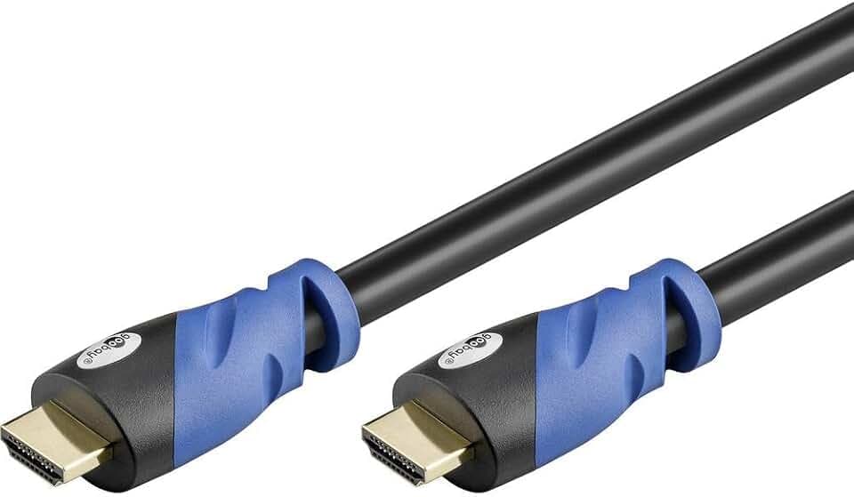 Goobay 72318 Premium HDMI High Speed Kabel mit Ethernet 4K, Ultra-/Full-HD, 3D, vergoldete Stecker 2 m schwarz
