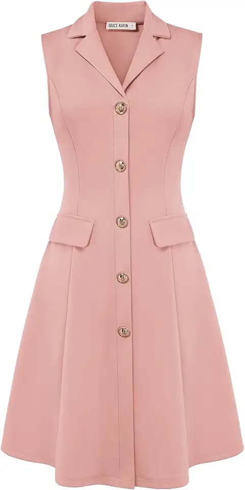 GRACE KARIN Women's Sleeveless Button Down Work Professional Dresses