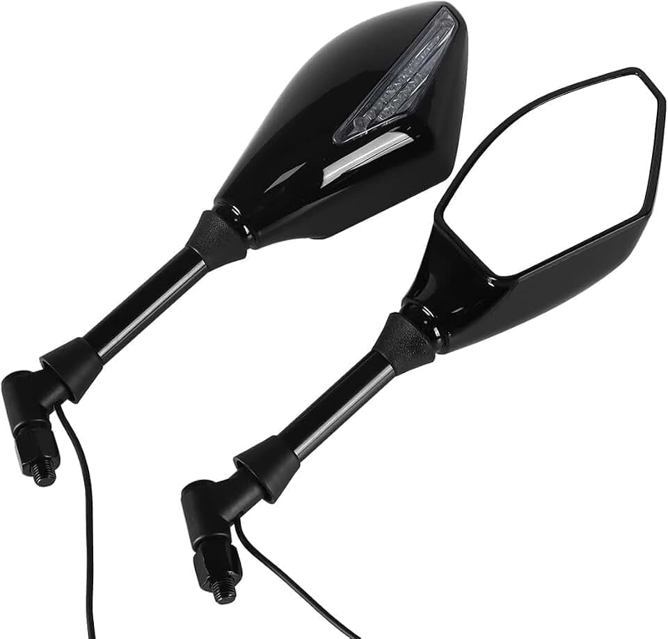 Wastuo Universal-Motorradspiegel mit Blinker, Seitenspiegel / Rückspiegel, 10 mm 8 mm, integrierte LED-Blinker, für Motorräder und Roller