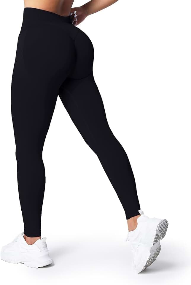 Seamless Sport Leggings Damen - Booty Scrunch Gym Sporthose Mittelhohe Po Push Up Shape Leggins