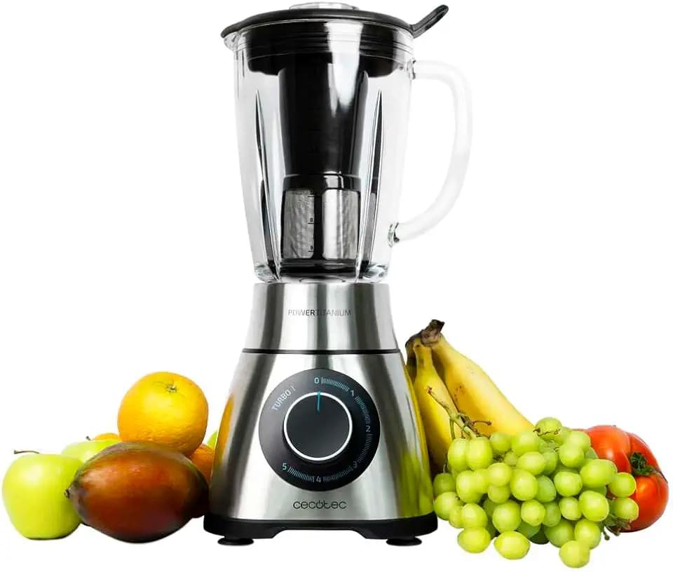 Cecotec Standmixer Power Black Titanium 2000MAX PerfectMix. 2000W maximale Leistung, Messer mit schwarzer Titanbeschichtung, 1,8L, Smoothie-Filter, Edelstahl-Finish