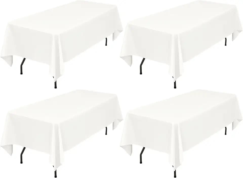 Showgeous 4 Pack Ivory Polyester 60x102 Inch Tablecloths