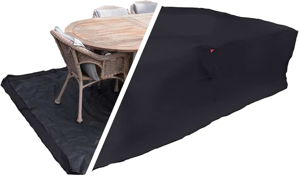 HOME It Garden Gartenmöbel-Abdeckung 235x180x95 cm – 600D Oxford PVC-beschichtet, wasserdicht, UV-Schutz, 2 Belüftungen, Reißverschluss & Kordelzug, schwarz