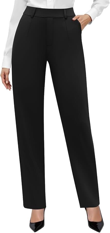 DLOODA Stretchy Dress Pants Women High Waisted Pull On Work Pants Office