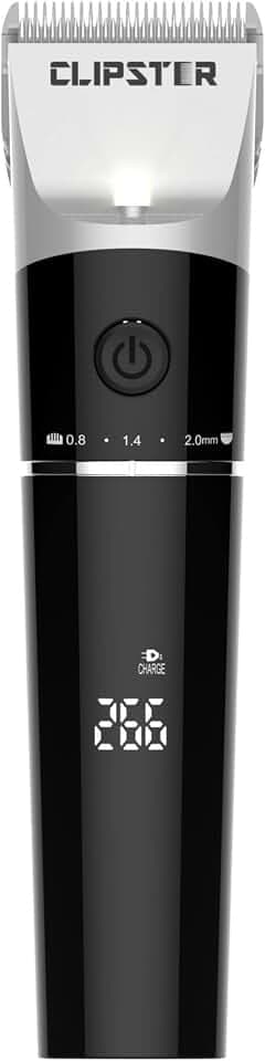 Kerbl Akkuschermaschine DeloX | Schwarz, inkl. 4 Aufsteckkämmen, 38 mm Scherbreite, 300 Min. Laufzeit, Li-Ion-Akku und LED-Licht