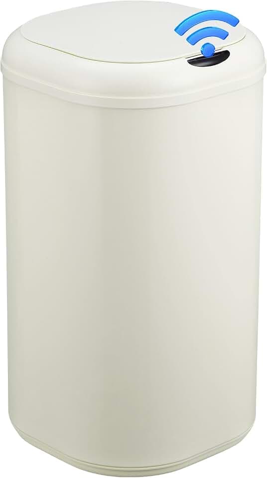 PrecisionAuto Motion Sensor Trash Can, 8 Gal / 30L Touchless Automatic Stainless Steel Garbage Bin with Lid, Smart Cylindrical Waste Can for Bathroom, Kitchen, Living Room, Home Office, Beige