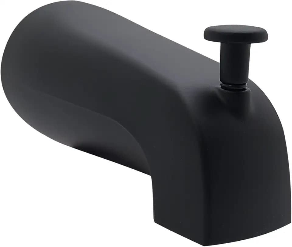 Westbrass A531D-1F-62 5-1/4" Reach Wall Mount Tub Spout with Front Diverter, Zinc, Matte Black