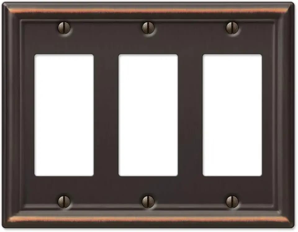 Amerelle 149RRRDB Chelsea Wallplate, 3 Rocker, Steel, Aged Bronze, 1-Pack