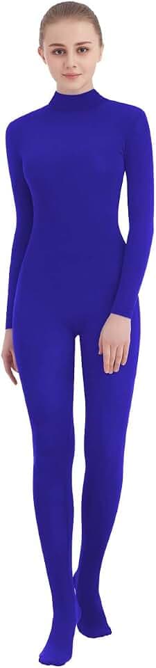 SUPRNOWA Full Body Unitard Turtleneck Spandex Footed/Footless Long Sleeve Unisex