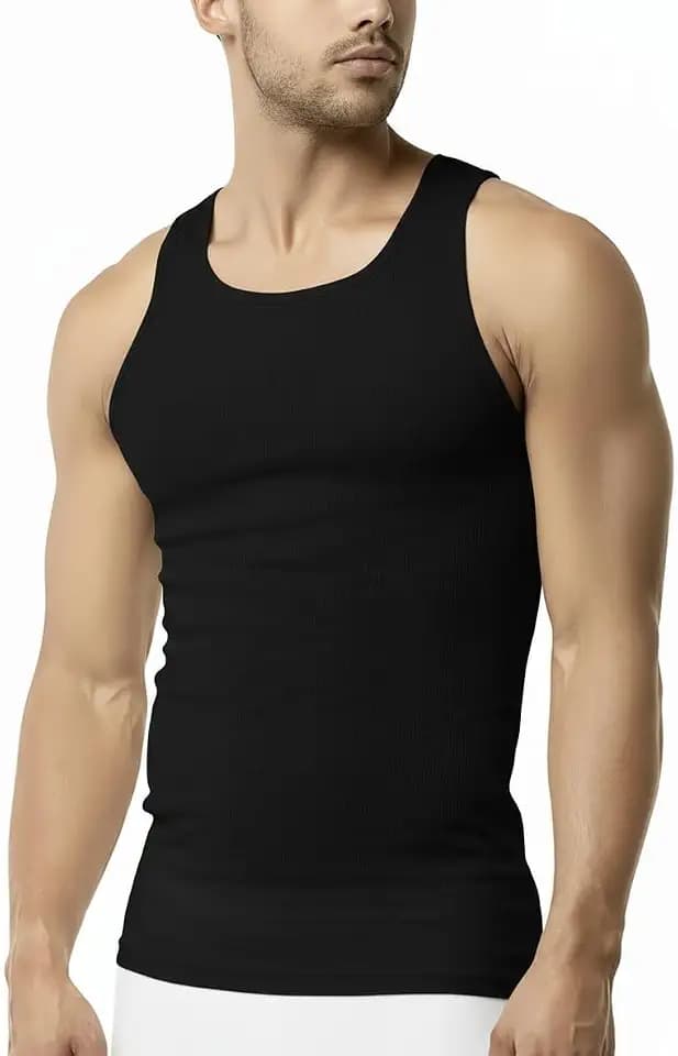 Men’s 3-Pack Cotton Ribbed Lightweight A-Shirt Undershirt Tank Top