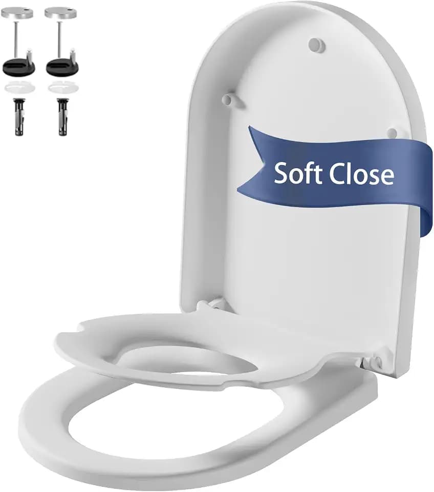 IDEALHOUSE Toilettendeckel Mit Kindersitz, WC Sitz Mit Absenkautomatik, Klodeckel Mit Quick-Release Funktion, LöSt Sich Nie Klobrille, Leicht Zu Reinigen - D Form Weiß Toilettensitz Mit Kinder, Family