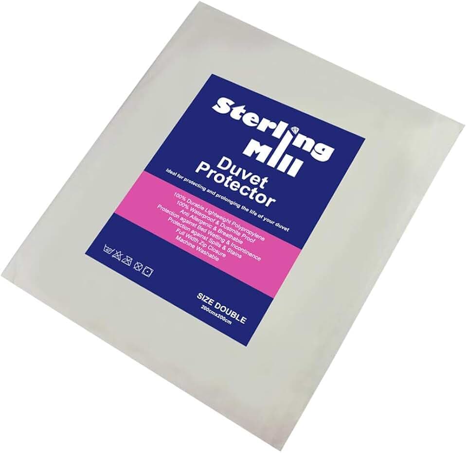 Bettdeckenschoner mit Reißverschluss, wasserdicht, antiallergisch, für Einzel-, Doppel- und King-Size-Betten, Polyester, weiß, Doppelbett