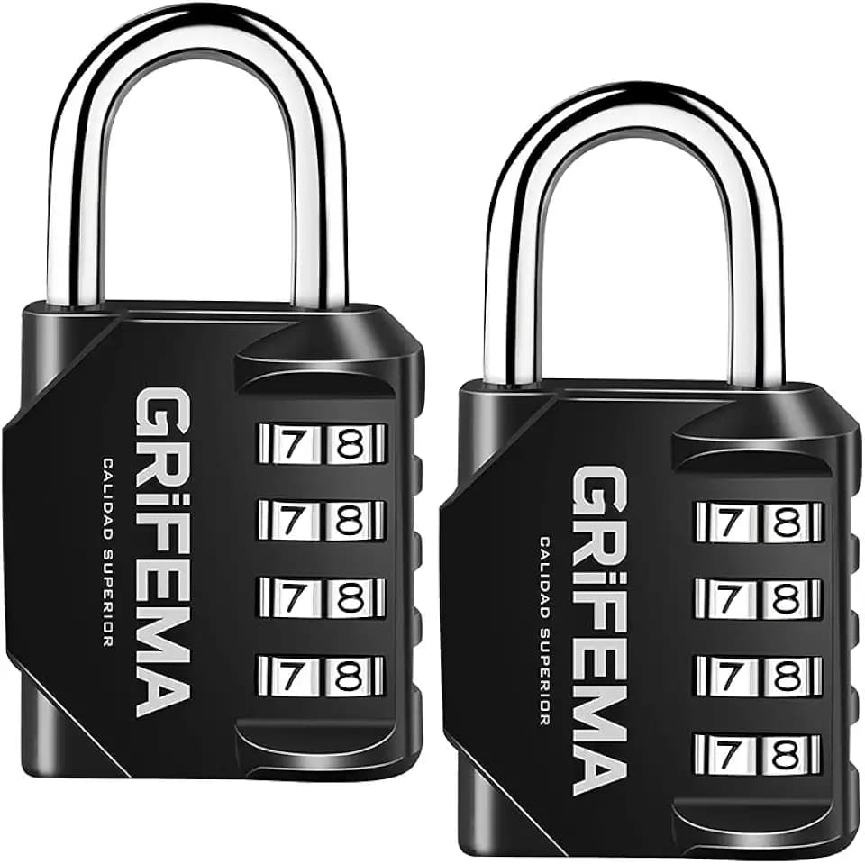 GRIFEMA GA1001 Zahlenschloss 4 Stellig 2 Pack Vorhängeschloss