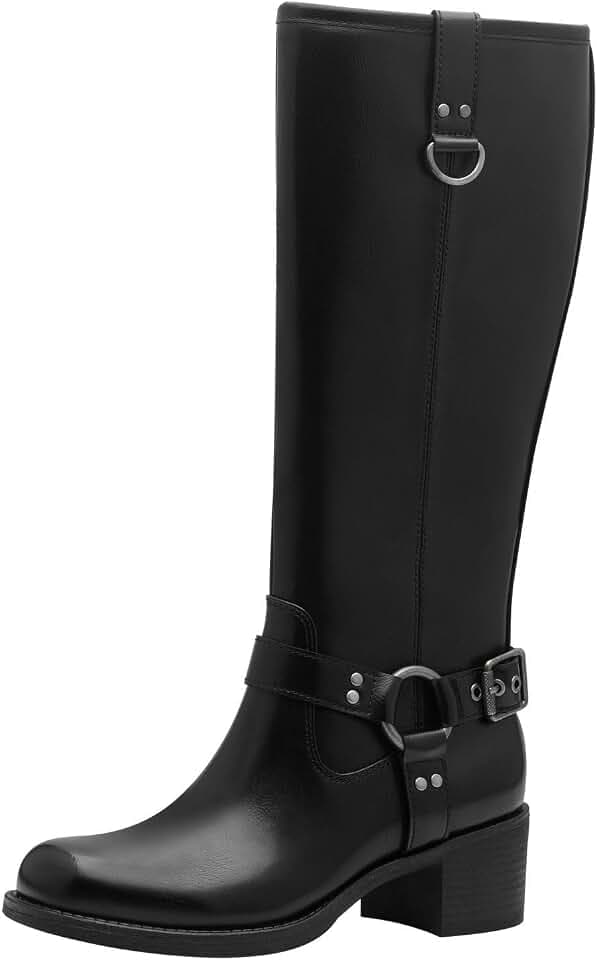 MARCO TOZZI Damen Hohe Stiefel mit Absatz Kniehoch mit Blockabsatz