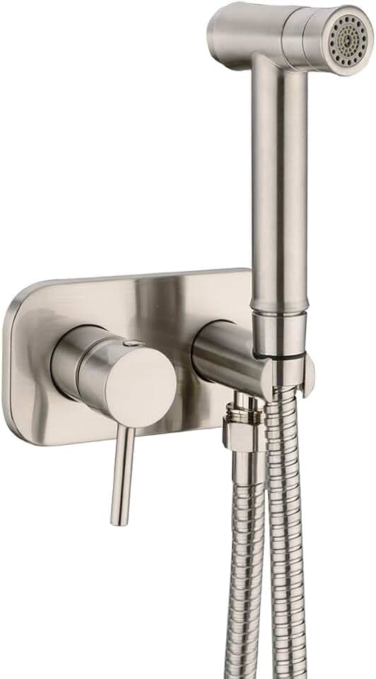 TRUSTMI Toiletten-Bidet-Sprühgerät, Shattaf-Duschset aus heißem und kaltem Messingmischer, Muslimische Handbrause, Rough-in-Ventil inklusive, Gebürstetem Nickel 1