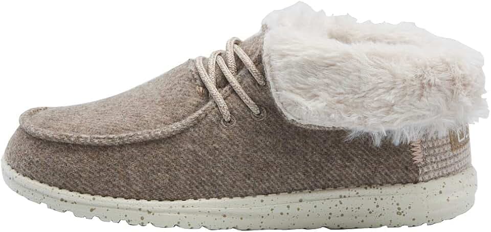 HEYDUDE Women's Britt Lace Up Ankle Boot | Faux Fur Collar