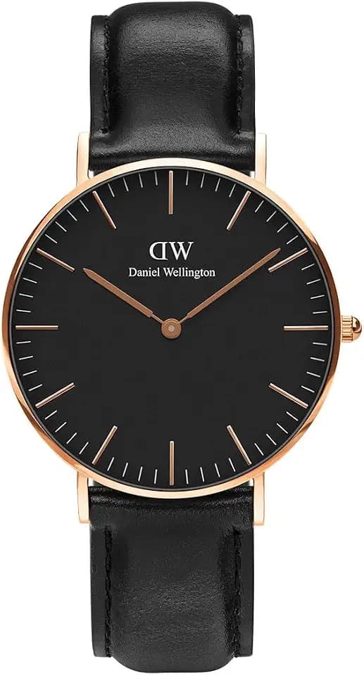 Daniel Wellington Classic Sheffield, Schwarz/Roségold Uhr, 36mm, Leder, für Damen und Herren