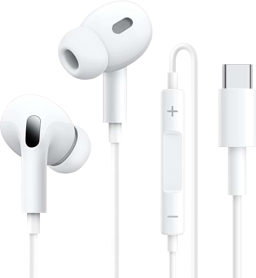 USB C Kopfhörer für iPhone 17/16/15 Pro Max In-Ear Kopfhörer mit Kabel Type C, Mikrofon, Lautstärkeregler für Samsung S25 S24 S23 S22 S21 S20 A53 A54 A34 Google Pixel