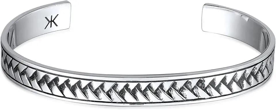 Kuzzoi Massiver Silber Armreif Männer 925 Silber Zopf-Design Light