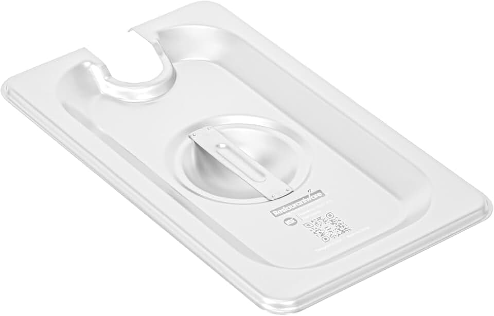 Restaurantware-LIDS ONLY: Kitchen Tek 6.9 x 4.3 Inch Steam Table Pan Covers, 12 NSF Hotel Pan Covers - 1/9 Size Pans Sold Separately, With Handle, Stainless Steel Slotted Lids, Durable