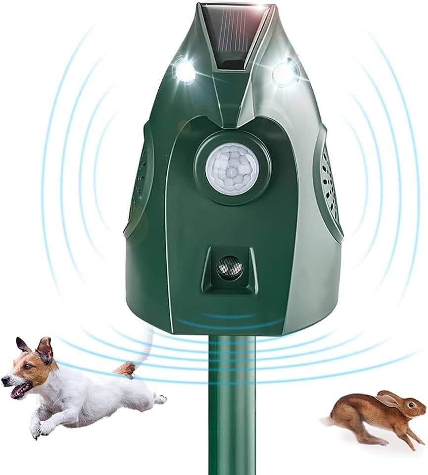 Katzenschreck für Garten, 2 Modi Katzenschreck Ultraschall mit Blinklicht, Solarbetriebene Katzenabwehr und Marderschreck, Automatisch Wasserdicht Tiervertreiber für Katzen, Tauben, Kaninchen