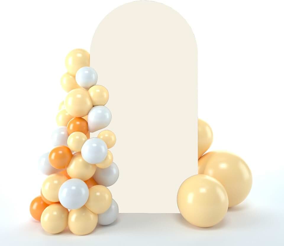 bricia Wedding Arch Backdrop Stand Cover, 7.2FT Double Sided Stretchy Arch Cover Fitted Wedding Birthday Party Banquet Decoration (Beige 86.4''Lx48''W)